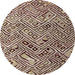 Round Abstract Red Brown Modern Rug, abs4427