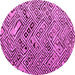 Round Machine Washable Abstract Pink Modern Rug, wshabs4427pnk