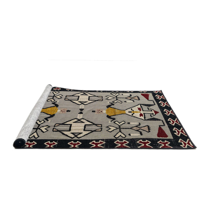 Sideview of Machine Washable Abstract Burgundy Brown Rug, wshabs4428