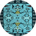 Round Abstract Light Blue Modern Rug, abs4428lblu