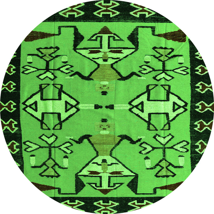 Round Abstract Green Modern Rug, abs4428grn