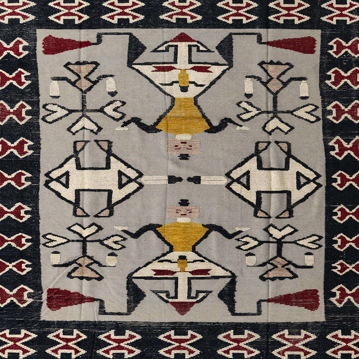 Square Abstract Burgundy Brown Modern Rug, abs4428