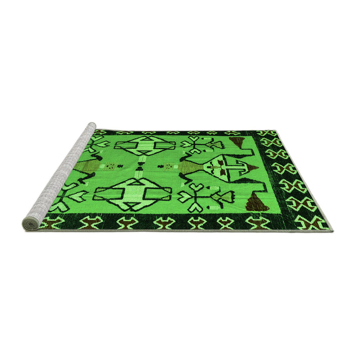 Sideview of Machine Washable Abstract Green Modern Area Rugs, wshabs4428grn
