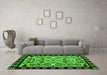 Machine Washable Abstract Green Modern Area Rugs in a Living Room,, wshabs4428grn