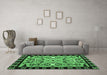 Machine Washable Abstract Emerald Green Modern Area Rugs in a Living Room,, wshabs4428emgrn