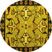 Round Abstract Yellow Modern Rug, abs4428yw