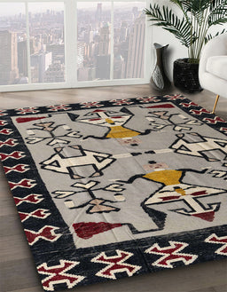 Abstract Burgundy Brown Modern Rug in Family Room, abs4428