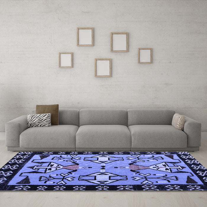 Machine Washable Abstract Blue Modern Rug in a Living Room, wshabs4428blu