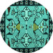 Round Abstract Turquoise Modern Rug, abs4428turq