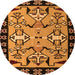 Round Machine Washable Abstract Orange Modern Area Rugs, wshabs4428org