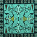 Square Machine Washable Abstract Turquoise Modern Area Rugs, wshabs4428turq