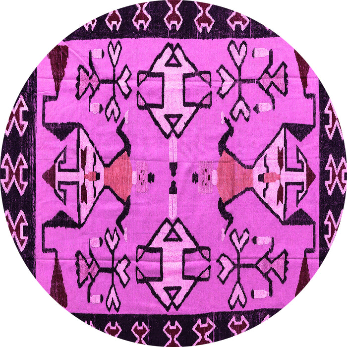 Round Machine Washable Abstract Pink Modern Rug, wshabs4428pnk