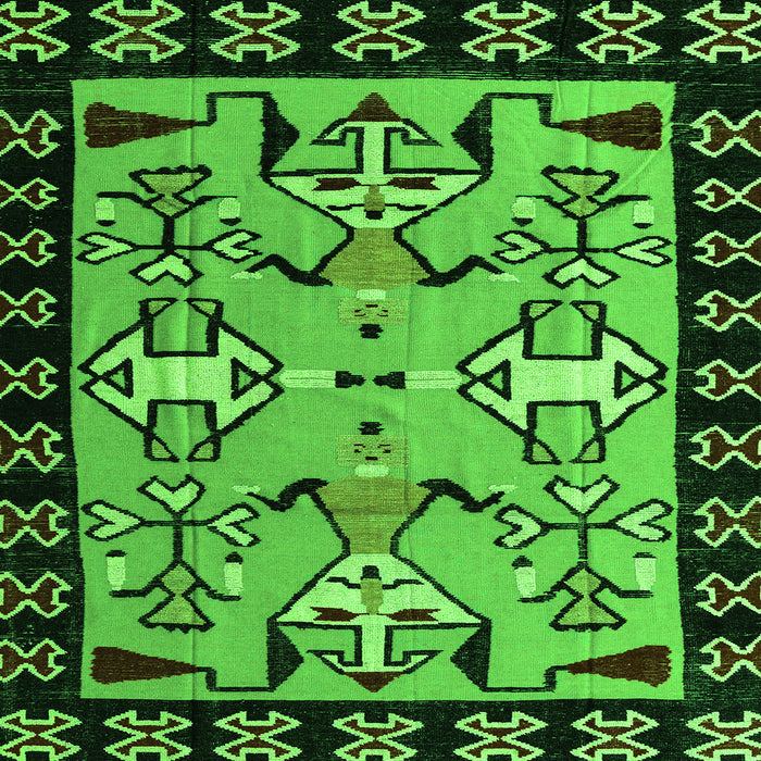 Square Machine Washable Abstract Green Modern Area Rugs, wshabs4428grn