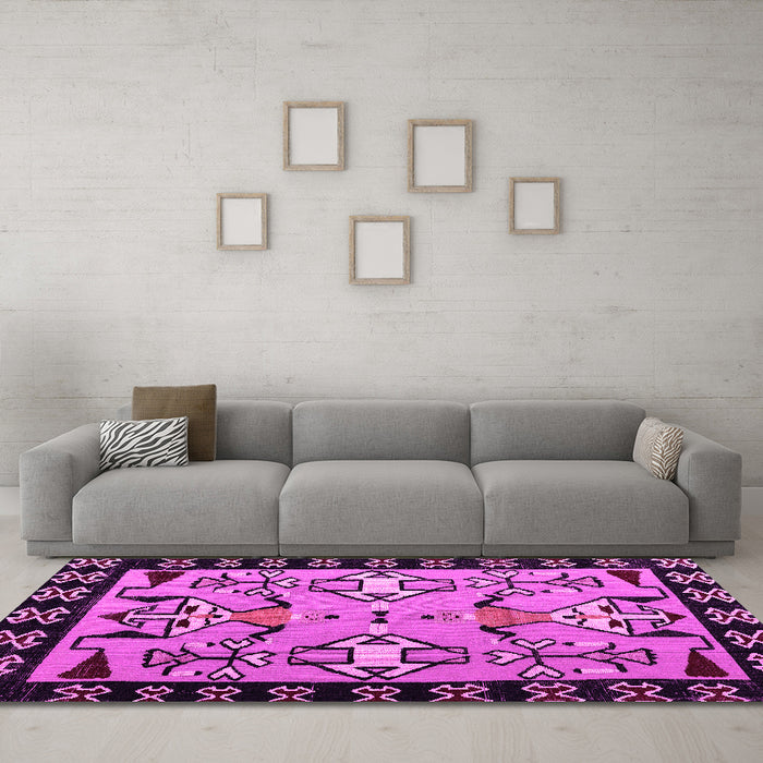Machine Washable Abstract Pink Modern Rug in a Living Room, wshabs4428pnk