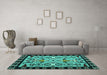 Machine Washable Abstract Turquoise Modern Area Rugs in a Living Room,, wshabs4428turq