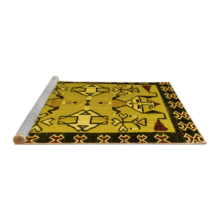 Sideview of Machine Washable Abstract Yellow Modern Rug, wshabs4428yw