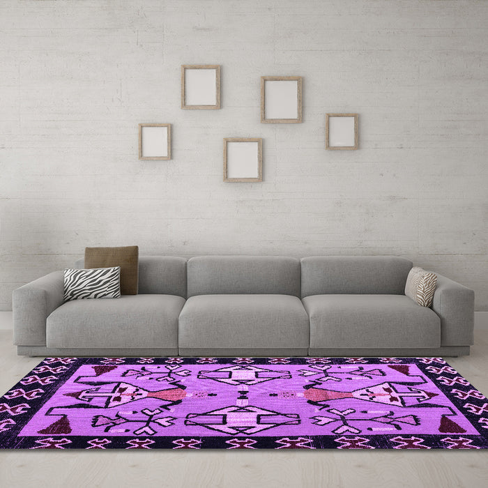 Machine Washable Abstract Purple Modern Area Rugs in a Living Room, wshabs4428pur