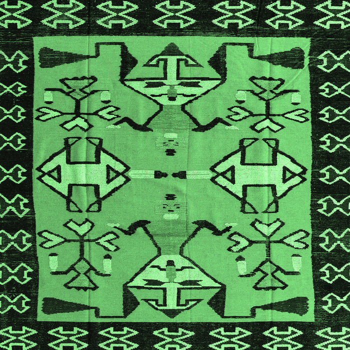 Square Machine Washable Abstract Emerald Green Modern Area Rugs, wshabs4428emgrn
