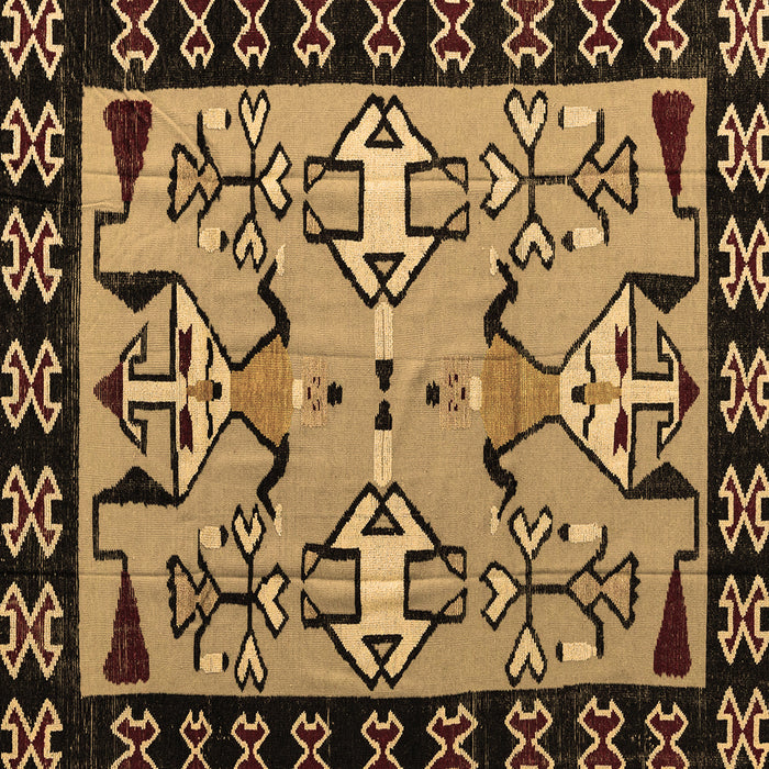 Square Machine Washable Abstract Brown Modern Rug, wshabs4428brn