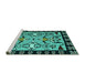 Sideview of Machine Washable Abstract Turquoise Modern Area Rugs, wshabs4428turq