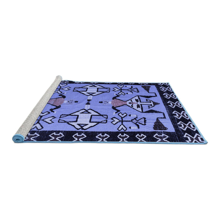 Sideview of Machine Washable Abstract Blue Modern Rug, wshabs4428blu