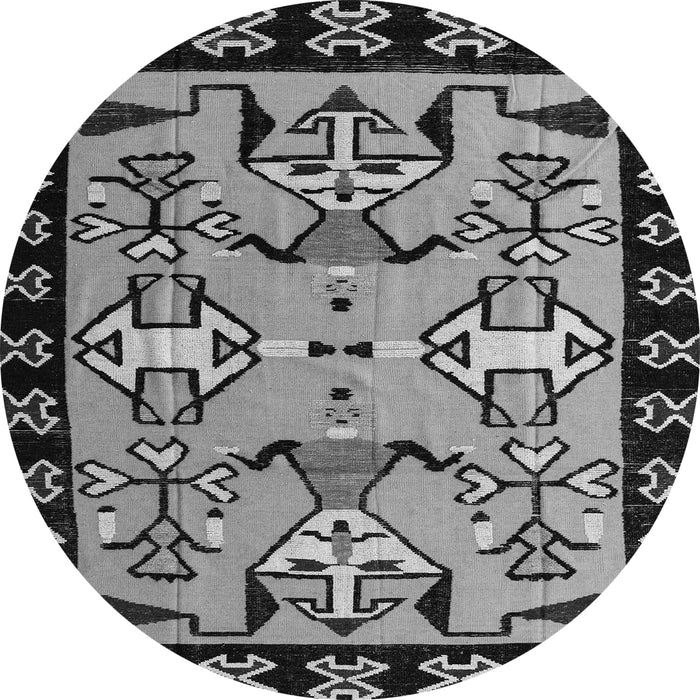 Round Abstract Gray Modern Rug, abs4428gry