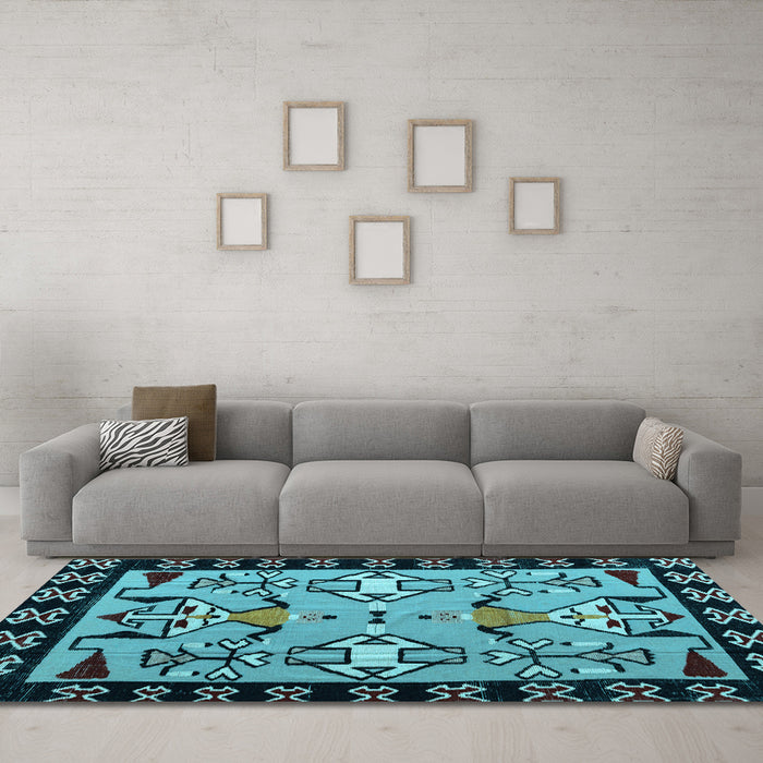 Machine Washable Abstract Light Blue Modern Rug in a Living Room, wshabs4428lblu