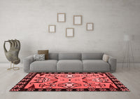 Machine Washable Abstract Red Modern Rug, wshabs4428red