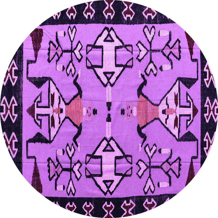 Round Machine Washable Abstract Purple Modern Area Rugs, wshabs4428pur