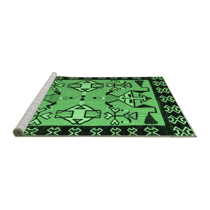 Sideview of Machine Washable Abstract Emerald Green Modern Area Rugs, wshabs4428emgrn