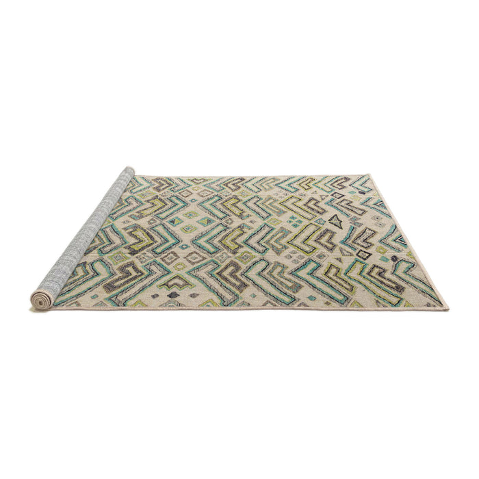 Sideview of Machine Washable Abstract Khaki Green Rug, wshabs4429