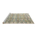 Sideview of Machine Washable Abstract Khaki Green Rug, wshabs4429