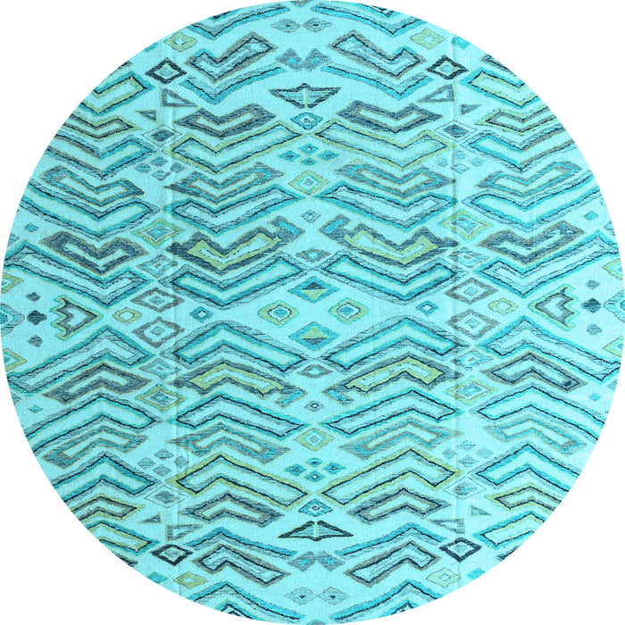 Round Abstract Light Blue Modern Rug, abs4429lblu
