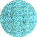 Round Abstract Light Blue Modern Rug, abs4429lblu