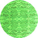 Round Machine Washable Abstract Green Modern Area Rugs, wshabs4429grn