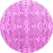 Round Machine Washable Abstract Pink Modern Rug, wshabs4429pnk