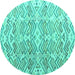 Round Abstract Turquoise Modern Rug, abs4429turq