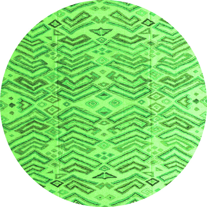 Round Abstract Green Modern Rug, abs4429grn