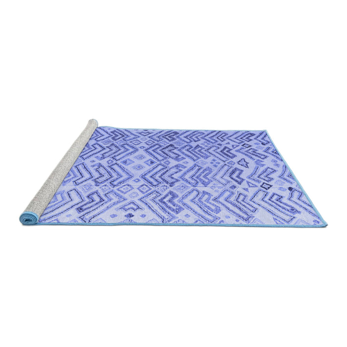 Sideview of Machine Washable Abstract Blue Modern Rug, wshabs4429blu