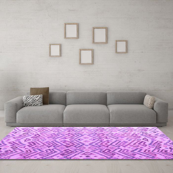 Machine Washable Abstract Purple Modern Area Rugs in a Living Room, wshabs4429pur