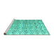 Sideview of Machine Washable Abstract Turquoise Modern Area Rugs, wshabs4429turq