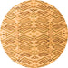 Round Machine Washable Abstract Orange Modern Area Rugs, wshabs4429org