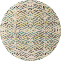Round Abstract Khaki Green Modern Rug, abs4429