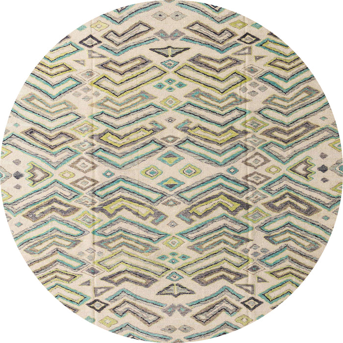 Round Abstract Khaki Green Modern Rug, abs4429