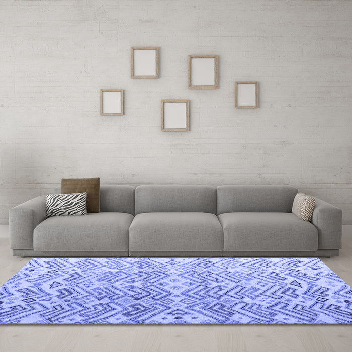 Machine Washable Abstract Blue Modern Rug in a Living Room, wshabs4429blu