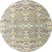 Round Machine Washable Abstract Khaki Green Rug, wshabs4429