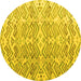 Round Machine Washable Abstract Yellow Modern Rug, wshabs4429yw