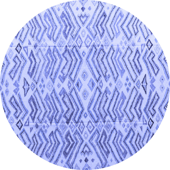 Round Machine Washable Abstract Blue Modern Rug, wshabs4429blu