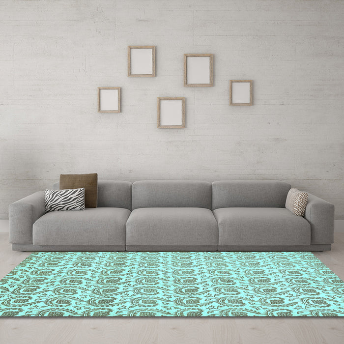 Machine Washable Abstract Light Blue Modern Rug in a Living Room, wshabs442lblu