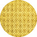 Round Abstract Yellow Modern Rug, abs442yw